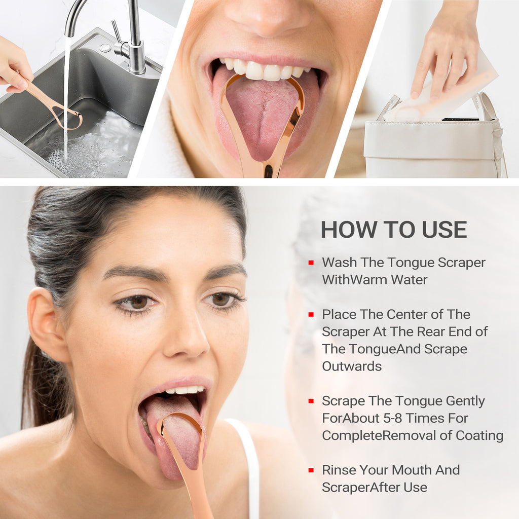 Premium Stainless Steel Tongue Scraper (Rose Gold)